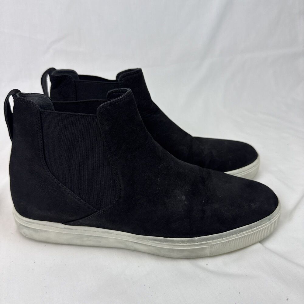 Vince Shoes Womens Sz 8.5 Eur 38.5 Black Suede Pull On High Top Chelsea Sneaker